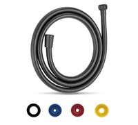 GEFIRE Flexible de Douche Universel 1.5M Tuyau de Douche Anti-Torsion et Anti-Pliure Noir Raccord Fileté Universel G1/2" Flexible Avec Raccord Standard avec 4 Limiteur de Débit d'eau