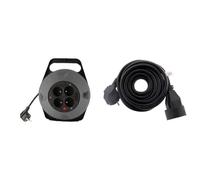 GEFOM 500087 Enrouleur Electrique MENAGER 10M, Noir/Gris & Zenitech Prolongateur 16A 2P+T HO5VV-F 3G1,5mm² Noir 5m