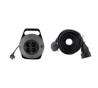 GEFOM 500087 ENROULEUR ELECTRIQUE MENAGER 10M, Noir/Gris & Zenitech Prolongateur 16A 2P+T HO5VV-F 3G1,5mm² Noir 10m