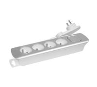 Gefom Bloc 4 Prises + Inter Câble 3G1 1M40 Design Fiche Plate Silver 400004