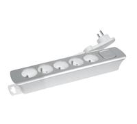 Gefom Bloc 5 Prises + Inter Cable 3G1 1M40 Design Fiche plate Silver
