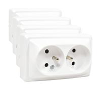 GEFOM Double Prise 16A + Terre en Saillie (Lot de 4)