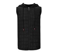 Gefomuofe Sweat à capuche à manches courtes et fermeture éclair pour homme - Sans manches - Avec fermeture éclair - Mode pour homme - Pour l'été - Sport - Pull à capuche - Pour le fitness