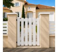 Gefradis Portillon PVC Blanc Largeur 100 cm x Hauteur 115 cm ajouré SOULAC Chapeau de Gendarme - poignée à Gauche Fabrication française
