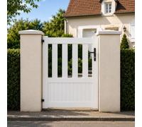 Gefradis Portillon PVC Blanc Largeur 100 cm x Hauteur 125 cm Semi ajouré Etretat - poignée à Droite Fabrication française