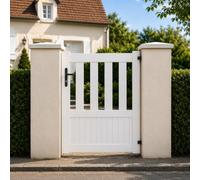 Gefradis Portillon PVC Blanc Largeur 100 cm x Hauteur 125 cm Semi ajouré Etretat - poignée à Gauche Fabrication française