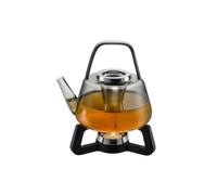 GEFU CHAVELLE Théière 1,2 l avec réchaud - Verre borosilicate soufflé à la bouche, filtre à thé en acier inoxydable, fonte, passe au lave-vaisselle