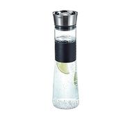 GEFU GE35270 Cascada Carafe Verre Inox 12,7 x 12,7 x 33,6 cm 1 L | Carafe résistante à la chaleur pour boissons chaudes et froides, passe au micro-ondes, au lave-vaisselle et avec bouchon à