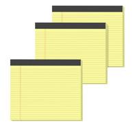Gehanfai 10x8.5 Yellow Legal Pads 3-Pack, 30 Sheets, College Ruled Notepads