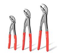 GEINXURN 3 pièces Pince Multiprise Réglable 180/250/300 mm, Petite Pince Multiprise à Glissière Cannelée, Mâchoire V Dentée, Cr-V pour Fixations et Tuyaux