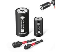 GEINXURN 4-teiliges Universal Douille Set, 3 Universal Multi Cr-v Douille (7-19 mm), 1 Sechskant Adaptateur 3/8" für Schrauben, Muttern & Bolzen