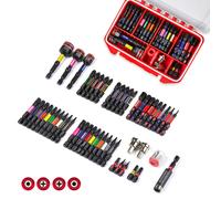 Geinxurn 52 pièces jeu d'embouts de tournevis à couple Ultra impact, embouts magnétiques en acier S2 avec porte-embout à percussion avec boîte de rangement 52PCS