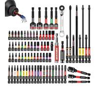 GEINXURN 82 Pièces Jeu d'Embouts de Tournevis PH/PZ/Torx/Hex,25mm,50mm,75mm,150mm, Queue Hexagonale 1/4",Acier Allié S2, Avec Porte-Embout Magnétique,Douilles,Mini liquet,Adaptateur de Douille