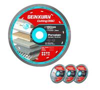 GEINXURN Lot de 3 lames de scie diamant pour meuleuse d'angle, disque de coupe à jante continue, roue de coupe humide pour carrelage, céramique, porcelaine, marbre, arbre de 2,2 cm