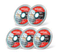 GEINXURN Lot de 5 lames de scie diamant pour meuleuse d'angle, 125 mm | Disque de coupe continu pour jante humide, pour carrelage, céramique, porcelaine, marbre, arbre de 22,23 mm