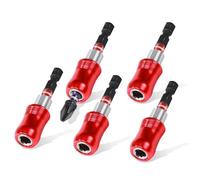 GEINXURN Lot de 5 Porte-embouts Magnétiques 60 mm - Changement Rapide Universel pour Tournevis - En Acier Cr-V - Tige Hexagonale 1/4" - Avec 1 Embout PZ2 de 25 mm