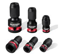 GEINXURN Lot de 6 adaptateurs de douille 1/2", 3/8", 1/4", entraînement carré vers tige hexagonale 1/4", adaptateur d'embout à dégagement rapide, douille pour liquet à frapper tournevis