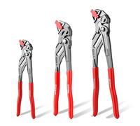 GEINXURN Pince-clé 180/250/300mm Lot de 3-Pince et e serrage | Pince à Tuyau Réglable à Articulation à Glissière Cannelée, Mâchoires Parallèles Auto-Ajustables(Sans Dents),38mm Cr-V