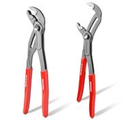 GEINXURN Pince Multiprise Réglable 250 mm - Lot de 2, Petite Pince Multiprise à Glissière Cannelée, Mâchoire V Dentée, Cr-V pour Fixations et Tuyaux
