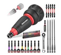 GEINXURN Set de 35 Tournevis à Cliquet Court Douille Magnétique Hexagonale Mini Cliquet Double Extrémité Multi-Embouts Magnétiques (PH/PZ/Torx/Hex) et Porte-Embout pour Réparation