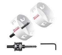 Geinxurn Set de 3pcs Scies-Cloches 108mm avec Foret Centrage et Tige 7/16" | Scie-Cloche Bimétal HSS à Dents Tranchantes, avec Foret et llen, pour Bois, Plastiques et Plaques de Plâtre.
