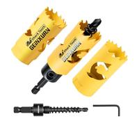 Geinxurn Set de 4pcs Scies-Cloches 25mm avec Foret Centrage et Tige 7/16" | Scie-Cloche Bimétal HSS à Dents Tranchantes, avec Foret et llen, pour Bois, Plastiques et Plaques de Plâtre.