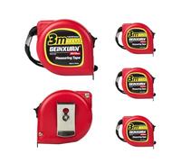 GEINXURN Set de 5 Rubans à Mesurer 3M, Boîtier en ABS, Lame en Acier, Rappel Automatique & Verrouillage, Ruban à Mesurer Robuste Avec Clip Ceinture et Dragonne pour Usage Privé et Industriel