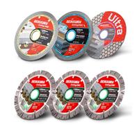 GEINXURN Set de 6 Disques Diamant Ø125 x 22,23 mm, pour Meuleuse d'Angle, Coupe et Meulage, Sec et Humide pour Béton, Brique, Céramique, Carrelage, Granit et Marbre