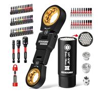 GEINXURN Set de 68 Clés à Cliquet Tête Flexible pour Espaces Étroits, Douille Universelle, Embouts de Visseuse à Chocs, Porte-Embout, Adaptateur de Douille à Chocs - pour Réparation Auto et Maison