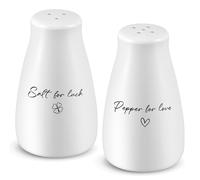 Geiserailie Set Cadeau de Mariage Salière et Poivrière avec Autocollant Sel et Poivre Idées de Mariage pour Mariés Cadeaux de Pendaison de Crémaillère pour Appartement Maison(Luck & Love)