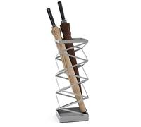 GEK208130 Porte-parapluie sur pied en métal, support de rangement, étagère seau autonome, base d'entrée, plateau d'égouttement pliable long et court pour la maison, le bureau, l'entrée, le