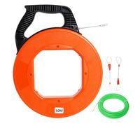 Gekufa Aiguille Electricien 50m, 4,5mm DiamèTre, tire cable avec boîtier et poignée en plastique, aiguille tire fil avec 2 ressorts de guidage, Aide à l'enfilage des câbles pour la pose de câbles