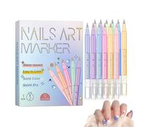 Gel Paint Pens - Twelve Shade Fast Dry Art Markers, Waterproof 0.5mm Liner Tip Tools, Vivid Color Detail Finish | Easy Decorative Doodle Kit For Fingernail Painting Women Girls Salon Pa