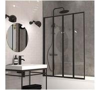 GELCO DESIGN Pare-baignoire pivotant pliant transparent noir, H.140 x l.110 cm Exalt Transparent G