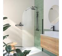 GELCO DESIGN, paroi de douche fixe Romane Noir, dimensions 120 x 200 cm, verre trempé ESG transparent de 8 mm d'épaisseur, profilés en aluminium noir mat, bord supérieur arrondi