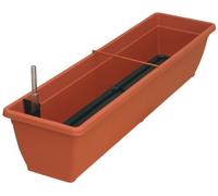 Geli Thermo Plastic Aqua Toscana Jardinière en plastique avec bac d'arrosage et indicateur du niveau d'eau 100 cm terracotta