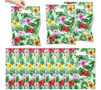Geluode Luau Lot de 50 sacs cadeaux hawaïens, 17,8 x 24,9 cm, sacs en papier avec poignées, thème Aloha, feuilles et fleurs de Monstera