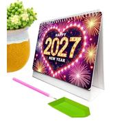 Gem Art Calendar | Monthly Handmade Creative Planner | Decorative Desk Schedule Organizer | Sparkling DIY Gem Craft Calendar | Compact Desktop Reminder Display for Holiday Birthday Party Offices Home