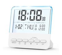 GemCoo Réveil Numérique, Réveil De Chevet avec Veilleuse Réglable, Réveil Silencieux, Rechargeable USB-C, Double Alarme, Snooze, 4 Niveaux De Volume, pour Gros Dormeurs, Chambre,12/24 Heures
