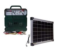 Gemi Elettronica ELECTRIFICATEUR Double Alimentation (Batterie)12V / 220V de Clôture électrique 5 km clôture électrifiée + PANNEAU SOLAIR 20W B/12 extrafort Pour animaux chevaux chiens sangliers vaches porcs poules