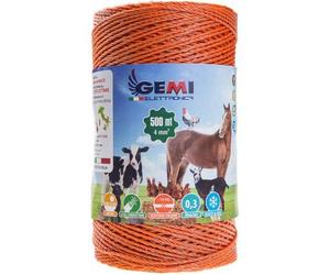 Gemi Elettronica FIL DE CLÔTURE ÉLECTRIQUE clôture électrifiée 500 MT 4 mm² pour animaux chevaux chiens sangliers vaches porcs poules