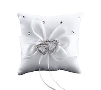 Gemini_mall® Coussin pour alliances en forme de cœur avec strass Blanc 10 x 10 cm