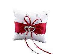 Gemini_mall® Coussin pour alliances en forme de cœur avec strass Rouge 10 x 10 cm