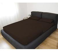 GEMITEX Parure de lit 2 Places Couleur Marron avec Traitement No-Repassage, Effet Satin, 100% Microfibre de Polyester. Composée de 2 draps et 2 taies d'oreiller. Fabriquée en Italie.