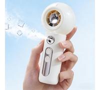 Gemmac Ventilateur Brumisateur Portable USB, Mini Ventilateur de Poche Portable à Piles avec Pulvérisateur, 2000mAh Ventilateur Rechargeable 4 Vitesses, Voyage Accessoires pour Bureau Maquillage-Blanc
