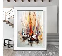 GEMMII Abstraite Bateau À Voile Peinture À L'huile Sur Toile Mur Art Moderne Paysage Marin Voilier Affiche Imprime Pour Salon Décor Mural 50x75cm Sans Cadre