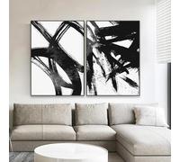 GEMMII Affiche d'art mural en noir et blanc, art abstrait moderne, peinture sur toile, affiche d'art mural, impression de lecture, décoration de bureau XXL 70 x 100 cm x 2 sans cadre