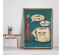 GEMMII Affiche drôle Je déteste mes travaux sur toile, peinture murale avec brosse à dents et papier toilette, image imprimée pour salle de bain, décoration d'intérieur, 42 x 60 cm, sans cadre