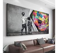 GEMMII Derrière Le Mur Abstrait Graffiti Art Banksy Toile Peinture Oeuvre Street Art Murale Affiches Prints Home Decor XXL 40x80cm Sans Cadre