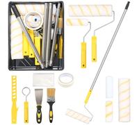 Gemsaya Set de Rouleaux de Peinture 20 Pièces, avec 23cm + 11cm Rouleaux | 1.5m Perche Telescopique Peinture, Bac Peinture, Pinceaux Peinture, Spatule, Kit Peinture Mur Professionnel pour Mur, Plafond